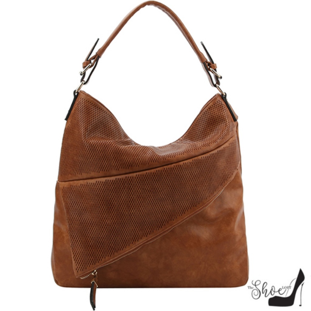 Hobo Handbag w Asymmetrical Zippered Compartment